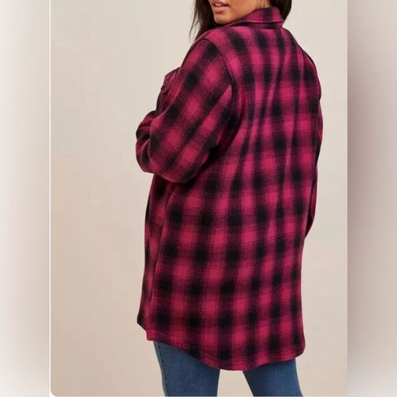 Torrid Plaid Cotton Shacket Button Front, Warm, hight front Pockets NWT 3X - Picture 4 of 15
